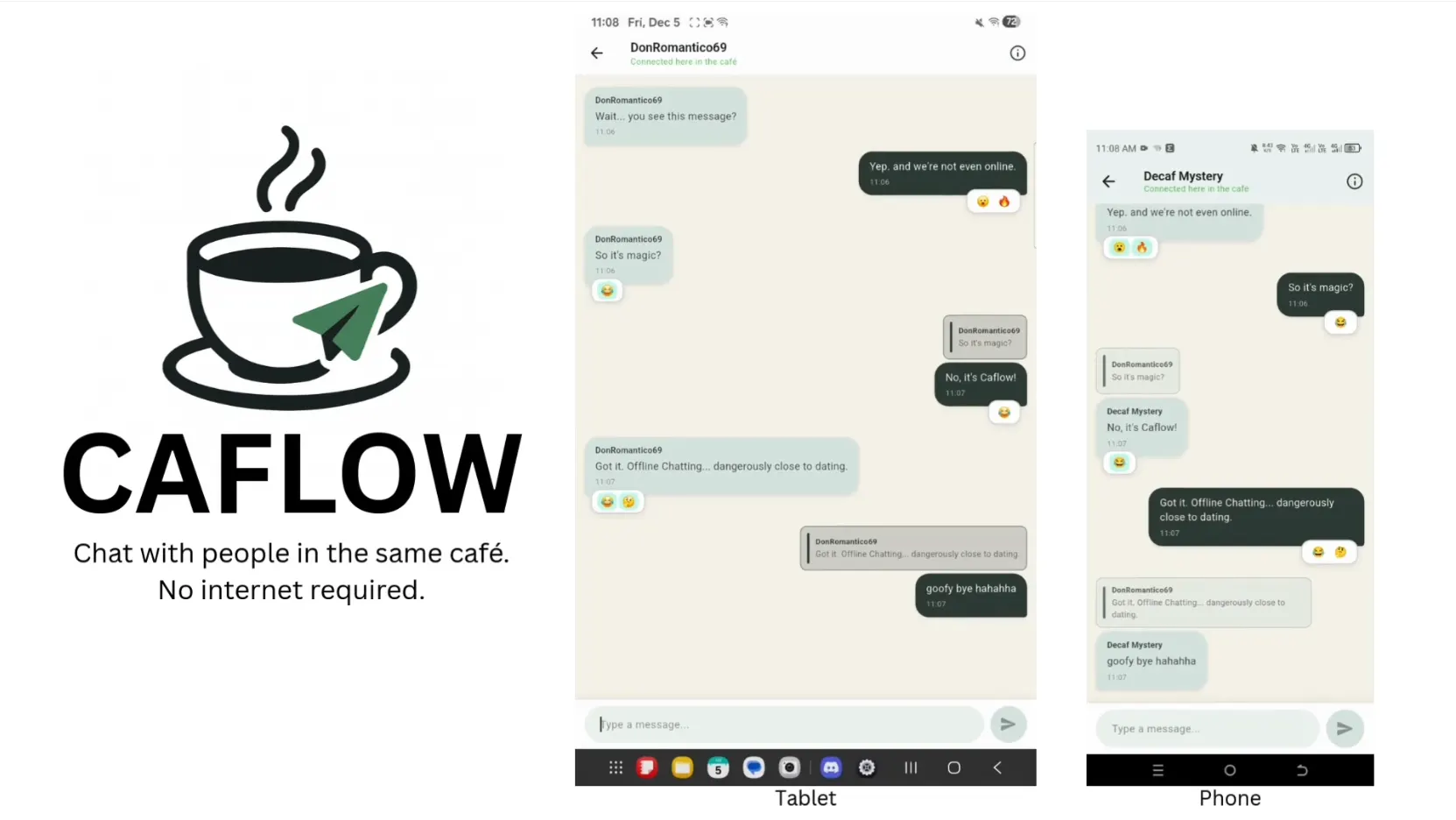 Screenshot of Caflow — Offline Café Chat