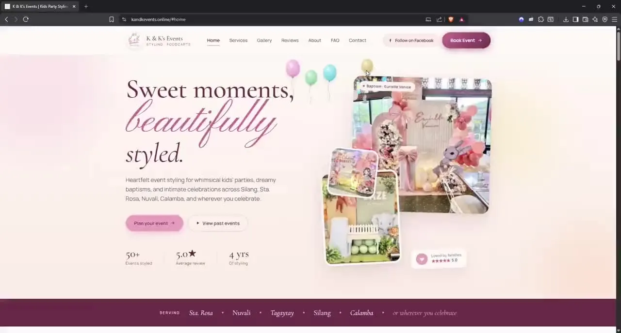 Screenshot of K & K's Events