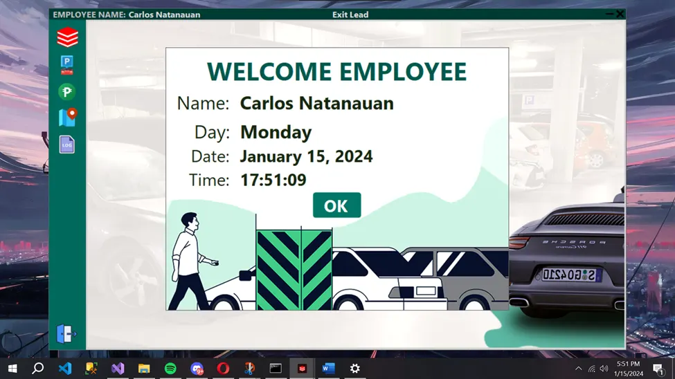 Screenshot of Parking Lot Management System